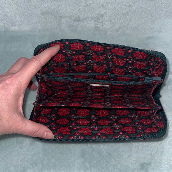 Vera Bradley Quilted Floral Wallet - Green and Red - Picture 7 of 14